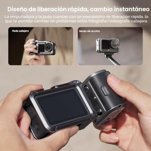 PGYTECH StreetPro Grip Kit for dji OSMO Action 6 Aluminum Alloy Metal Protective Frame with Multiple Expansion Interfaces for Street Photography (Grip+Cage)