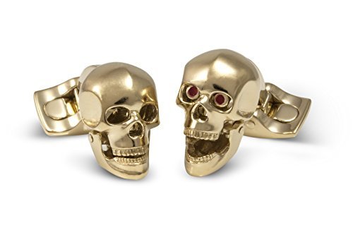 Deakin and Francis Yellow Gold Plated Skull Cufflinks