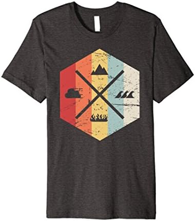 Mens PREMIUM | Retro Four Elements T-Shirt XL Dark Heather