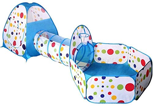 Toddlers crawl Soft Indoor-Outdoor Tunnel and Play Tent Cubby-Tube-Teepee 3 In 1 Playground for Children Baby Kids Toddlers (Balls not included) (BLUE)