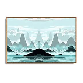 Framed Canvas Home Artwork Decoration Abstract Mountain Nature Scenery Canvas Wall Art for Living Room, Bedroom - 16x24 inches