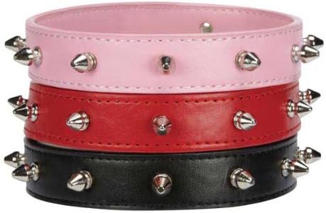 pink leather studded dog collar