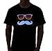 Rave Raptor Sound Activated Shirt EDM Mustache LED Shirt Light Up T-shirt (Large)