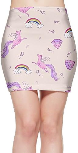 Women's Miracle Unicorn Print Bodycon Mini Short Skirt Casual Pencil Skirts
