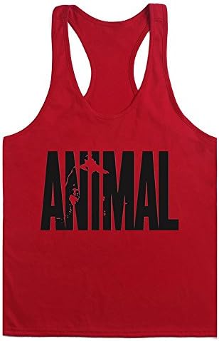 HAKUMA Men's Workout Tanks Top Gym Shirt Animal Letter Print