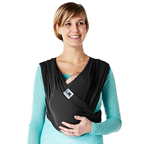 Baby K'tan Breeze Baby Wrap Carrier, Infant and Child Sling - Simple Wrap Holder for Babywearing - No Rings or Buckles - Carry Newborn up to 35 lbs, Black, Medium (W Dress 10-14 / M Jacket 39-42)