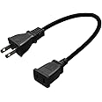 Toptekits (1.6ft/0.5m) USA Outlet Saver Power Extension Cord Cable 125V 10A 2-Prong 2 Outlets for NEMA 5-15P to NEMA 5-15R,Nice Short Little Extension