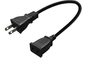 Toptekits (1.6ft/0.5m) USA Outlet Saver Power Extension Cord Cable 125V 10A 2-Prong 2 Outlets for NEMA 5-15P to NEMA 5-15R,Nice Short Little Extension