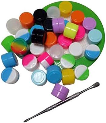HONEYYE 2ml Silicone Container Oil Wax Dab Concentrate Jars 100pcs+1 Siliver Tool+1 Pat