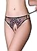 Sexyangels Womens Open Crotch Underwear Thongs Lace G-Strings Sexy Panties, Black, One Size