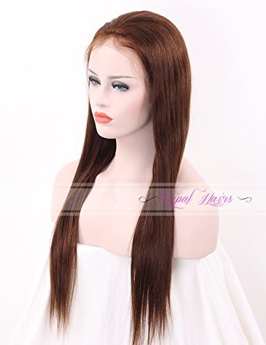 Tripal Hairs Silky Straight Silk Top Lace Front Wigs with Baby Hair 100% Remy Human Hair Lace Wigs for Women 130 Density 4# Medium Brown 24 Inches