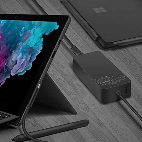 Surface Pro Charger, 65W Surface Charger Compatible with Microsoft Surface Pro 3/4/5/6/7/7+/8/9/10/11/12, Surface Laptop 1/2/3/4/5/6/7, Surface Go 1/2/3/4