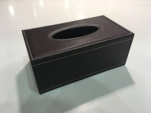 Brown PU Leather Tissue Box Holder Cover Rectangular | Tailor Made Size for Standard American Napkin Tissue Box | Kleenex 160 2-ply | Home Office Car Automotive Decorative