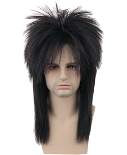 Topcosplay 80S Rocking Dude Wig Fancy Dress Punk Metal Rocker Mullet Style Wig