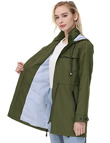 Women Rain Jacket Lightweight Hooded Waterproof Active Outdoor Trench Raincoat Sun Protection Jacket