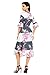 Annflat Women's Floral Print Crewneck Short Sleeve Cocktail Party Dress XX-Large Grey