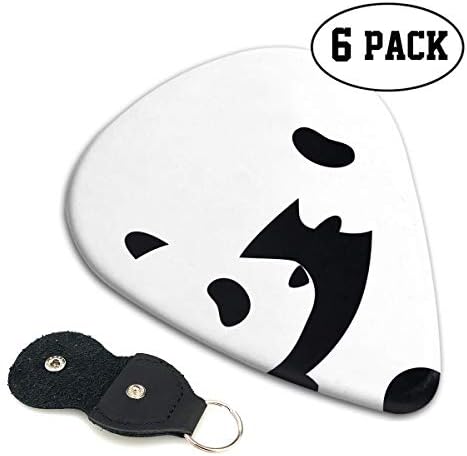 FJSLIE Black White Panda Mom and Baby Guitar Picks Unique 351 Shape Celluloid Guitar Plectrums,6 Packs in Holder Case for Guitar Bass
