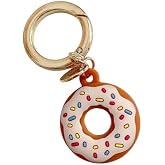 tenghong2021 3D Donuts Dessert Silicone Cover for Airtag Case Keychain Holder Anti-Lost Shockproof Protective Cover