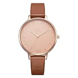 SHENGKE Women Watches Leather Band Luxury Quartz Watches Girls Ladies Wristwatch Relogio Feminino (K0039-Brown)