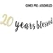 LINGTEER 20 Years Blessed Black and Gold Glitter Bunting Banner 20 Years Old Happy 20th Birthday Anniversary Party Decorations.
