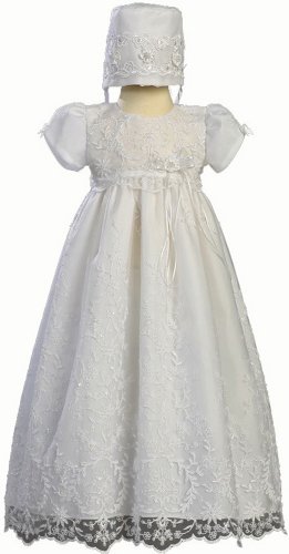 Embroidered Tulle Christening Baptism -Size M (6-12 Months)