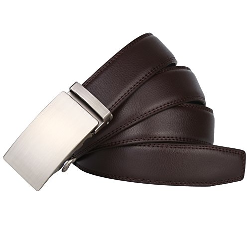 Dante Men's Real Leather Ratchet Dress Belt with Automatic Buckle-Elegant Gift Box(25-0711 Brown leather)