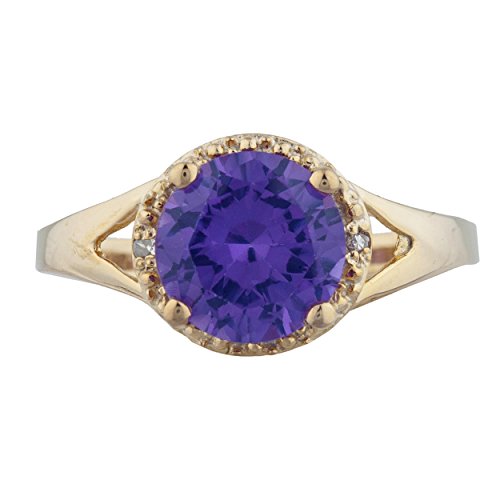 elizabeth jewelry2 Ct Created Alexandrite & Diamond Halo Design Round Ring 14Kt Yellow Gold Rose Gold Silver