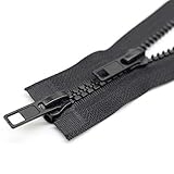 YaHoGa 2PCS #5 32 Inch Two Way Separating Jacket Zipper for Sewing Jacket Coat Molded Plastic Vislon Zippers Bulk (32" TW Black)