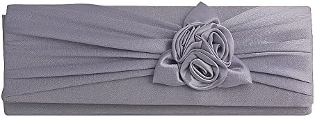 Padoora Women's Bridal Diamante Pleated Evening Clutch Bag Cocktail Party Handbag Purse (Silver)
