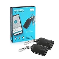 Safedome Smart Key Locator with Bluetooth Tracker, Premium Leather Fob x 2 to Find Lost Car or House Keys, Luggage, Backpack, or Phone, Water Resistant Keychain Tracking Device, Free Companion App