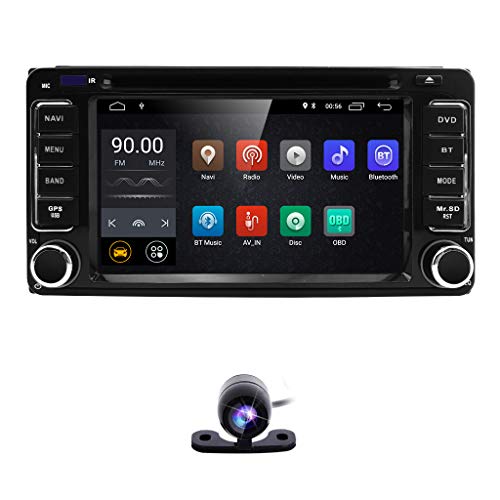 hizpo 6.2 Inch 2 Din Car Navigation Android 8.1 Touch Screen DVD Player AM FM Radio Fit f or Toyota RAV4 Corolla Camry Tundra 4Runner Previa Highlander Yaris Prado Hilux+ Reversing Backup Camera