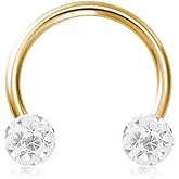 Zynova 16G Crystal Ball Horseshoe Septum Ring for Women Gold Silver Surgical Steel Nose Rings Septum Jewelry Cartilage Helix Tragus Hoop Earrings Lip Rings Shiny Body Piercing Jewelry