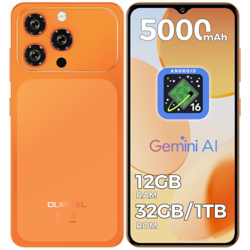 OUKITEL C17 Smartphone Android 16, 5000mAh Telefono Cellulare, 12GB+ 32GB/1TB Cellulare, 6.52" HD T…