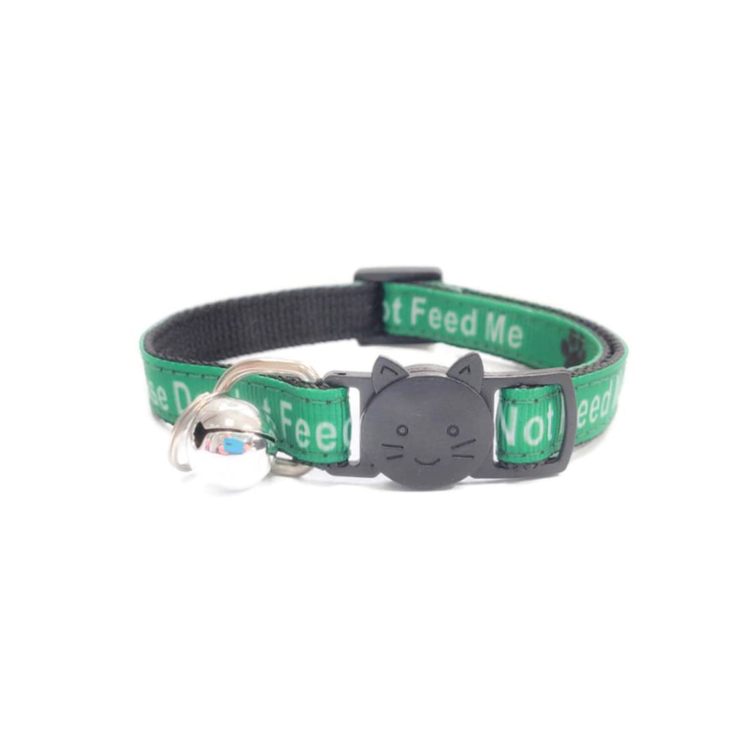 Worded Cat Collars with Bell – Please Do Not Feed Me, I Am Microchipped | Safe Quick Release Breakaway Buckle | Zacal Cat Collars (1. Green, Please Do Not Feed Me, Pack of 1)