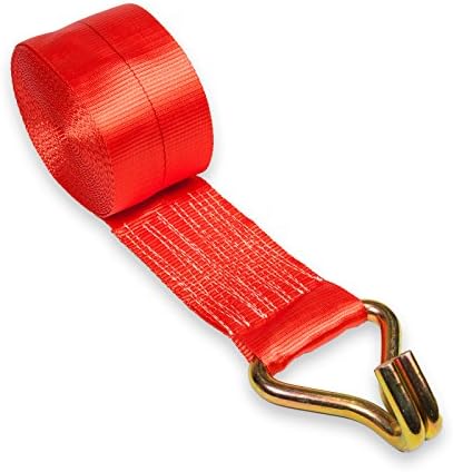 Quality Cargo Control 4"X30' Red Wire Hook Tie Down Winch Strap 5,500 WLL (4)