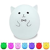 niceEshop(TM) Portable Silicone LED Colorful Baby Night Light, USB Rechargeable Children Night Lamp with Warm White, 7-Color Breathing, Single Color 3 Lighting Modes for Kids Adults Bedroom(C)
