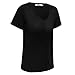 Meaneor Women's Solid Comfy Loose Fit Roll Over Short Sleeve V Neck Batwing Top Tee Black M