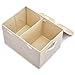 EZOWare Large Storage Boxes [3-Pack] Large Linen Fabric Foldable Storage Cubes Bin Box Containers with Lid and Handles for Home Nursery, Closet, Baby Products (Silver Gray)