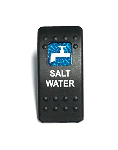 Euro Rocker Switch Cover with Text, Black with Blue Lens. Contura II, Fits Carling, Cole Hersee, Blue seas