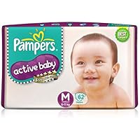 Pampers Active Baby Diapers - 62 Pieces (Medium)