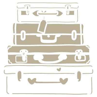 Stencil Mini Deco Vintage Figure 106 Suitcase. Dimensions: Stencil Size: 12 x 12 cm (4,7x4,7 in) Design Size: 8,1 x 8,3 cm (3,2x3,3 in)