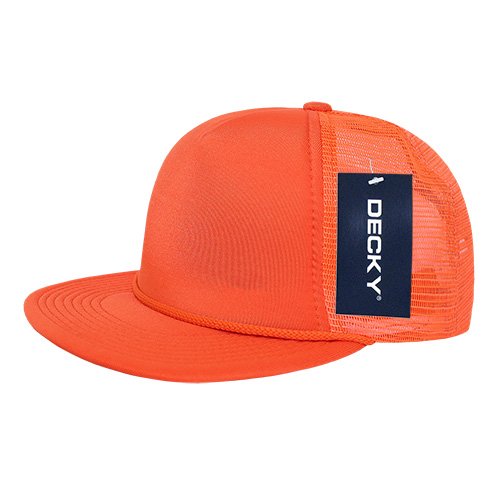 DECKY 223-ORN Solid Color Flat Bill Foam Trucker, Orang, Orange