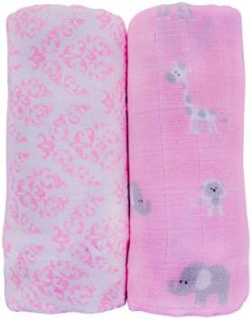 Baby Muslin Swaddle Blankets for Girls 100% Cotton Burp Swaddler Receiving Blankets (2 Pack)
