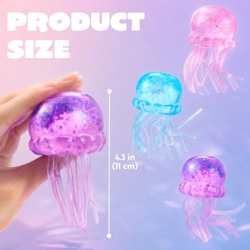JOYIN 3PCS Jellyfish Stress Relief Toys, Jellyfish Glitter Squishy Toys, Slow Rising Toy for Kids Adults, Anxiety Relief Fidget Toy, Soft Squeeze Decompression Dough for Gifts, Party Favors