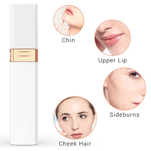 Facial Hair Removal for Women, Waterproof Hair Remover Women's Painless Peach Fuzz Trimmer Shaver with Built-in LED Light for Chin Hair Upper Lip(Square)