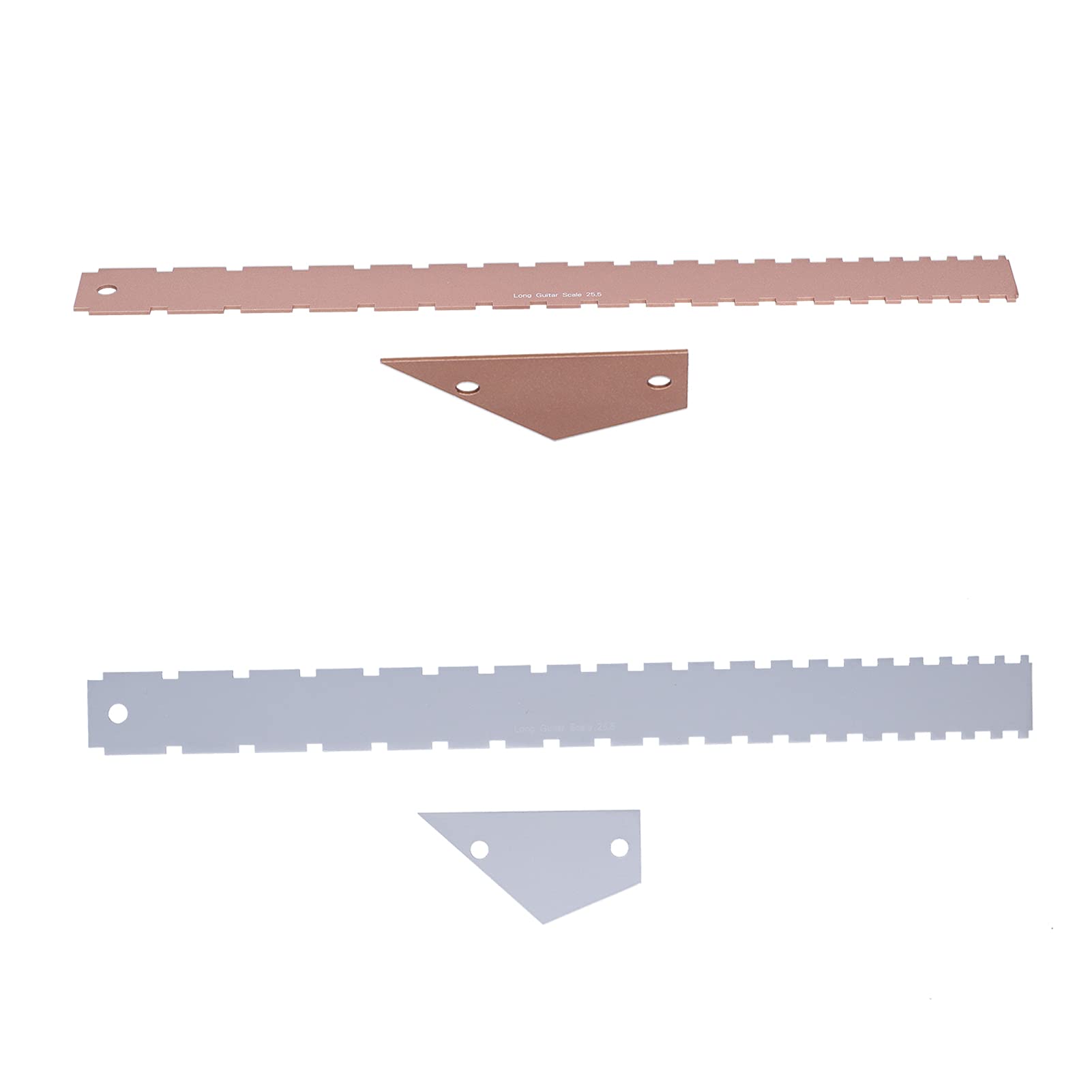 Measuring Tool Set for Guitar - Aluminum Notched Straight Edge Ruler and Neck Ruler for Electric Bass and Acoustic (Silver)