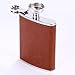 GDLF Men Hip Flask, Stainless Steel Flask, Brown Leather Pocket Drinking Flask for Storing Whiskey Alcohol Liquor, 8 oz