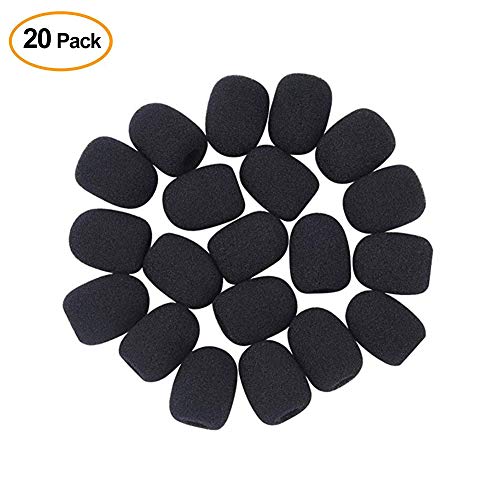 20 Pack Mini Size Lapel Headset Microphone Mic Sponge Windscreen Foam Cover Shield Protection (Black)