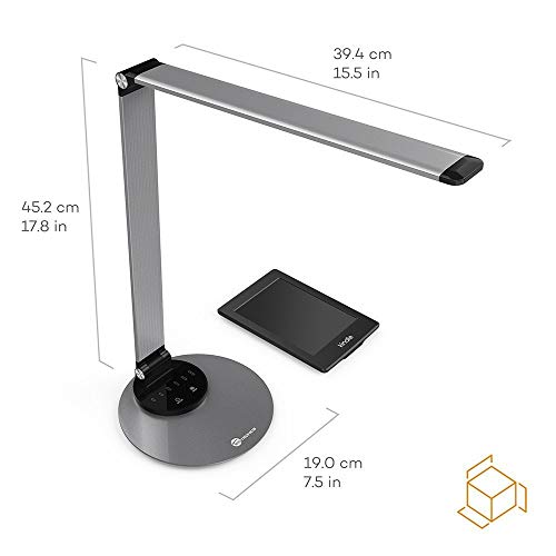 image for TaoTronics Aluminum Alloy Dimmable LED Desk Lamp with USB Charging Por