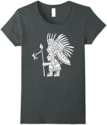 Womens Aztec Warrior T Shirt Tribal Head Gear Tee Small Dark Heather
